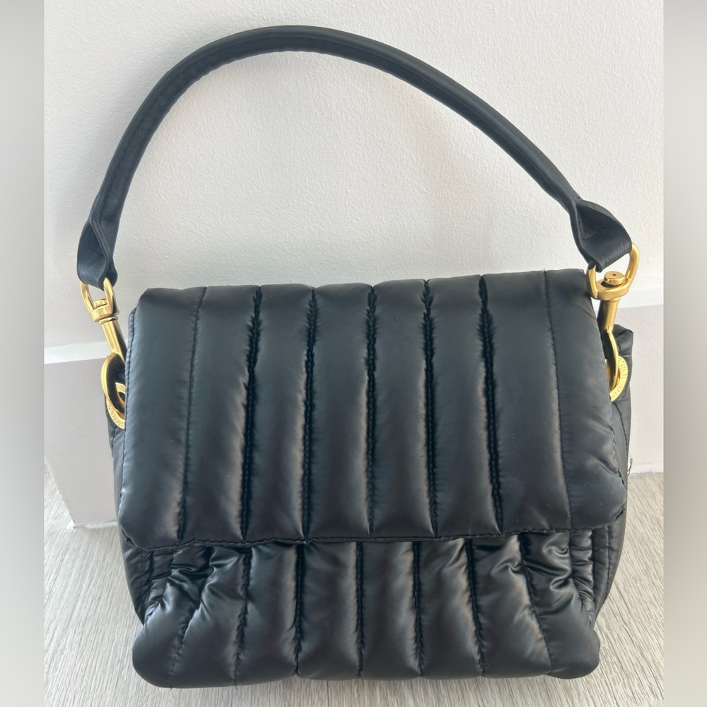 THINK ROYLN Black Quilted Shoulder Bag with Gold-Tone Hardware